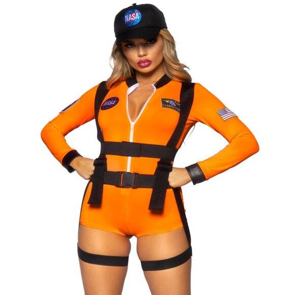 Space Commander Astronaut Costume with NASA Badge, Body Harness, and Hat - Picture 1 of 2